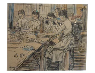 Nachtlichten (1 von 12 Lithografien über die Kerzenherstellung)